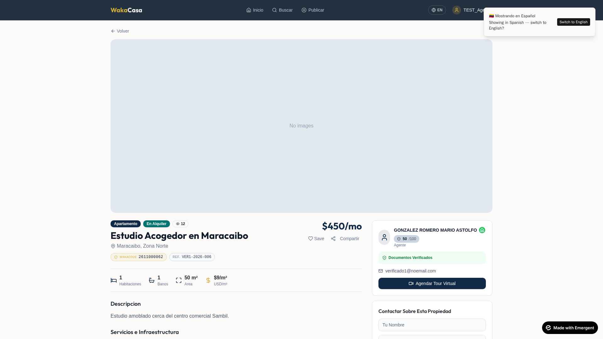Detalle de propiedad con sello verificado